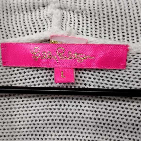 Lilly Pulitzer Tatum Cardigan Women's L White Minimalist Retro Casual Comfy - Picture 11 of 12